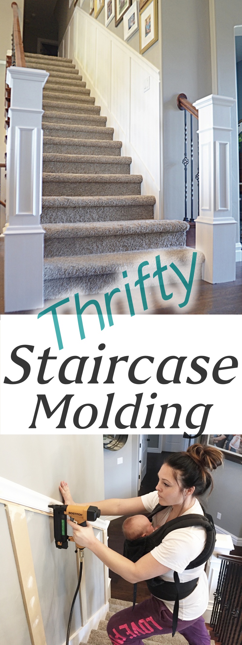 Thrifty staircase molding DIY