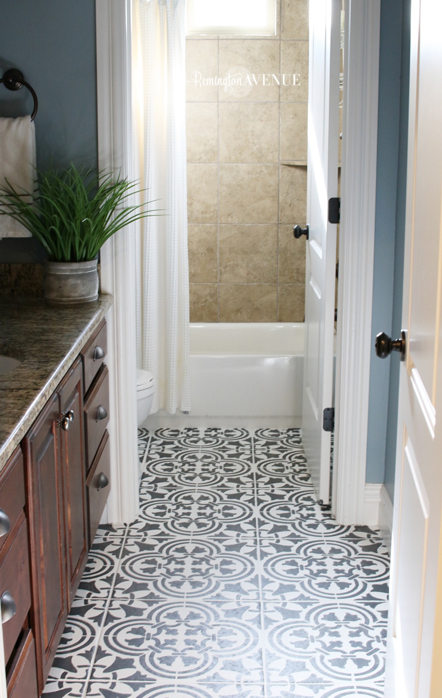 How To Paint Stencil Tile Remington, Change Bathroom Floor Tile Color