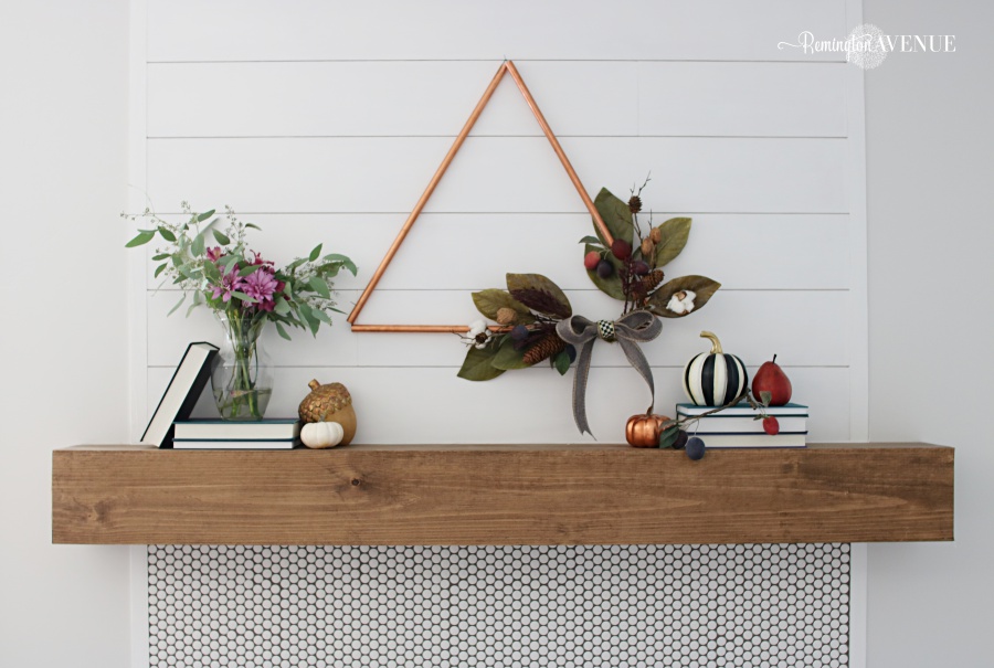 DIY fall copper triangle wreath craft