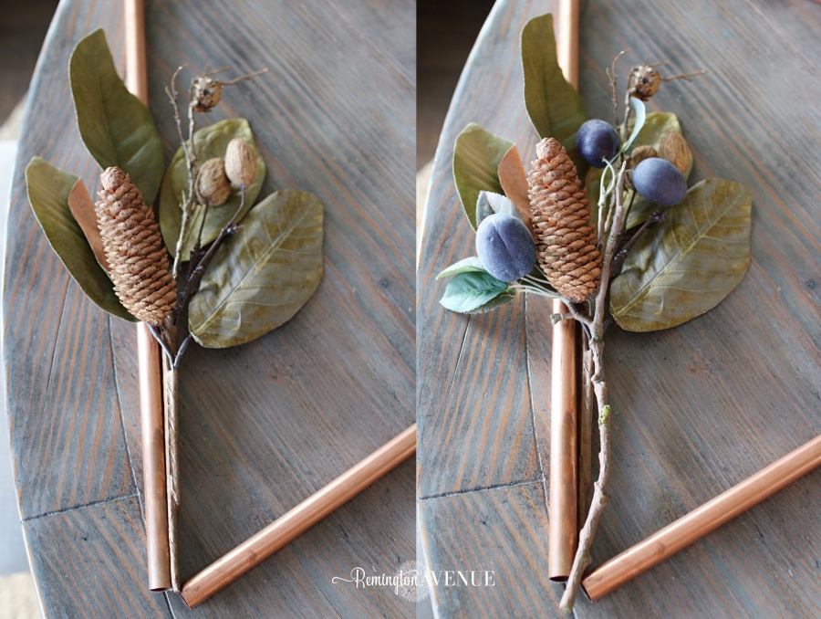 an unconventional approach to fall decor. Super easy copper triangle wreath