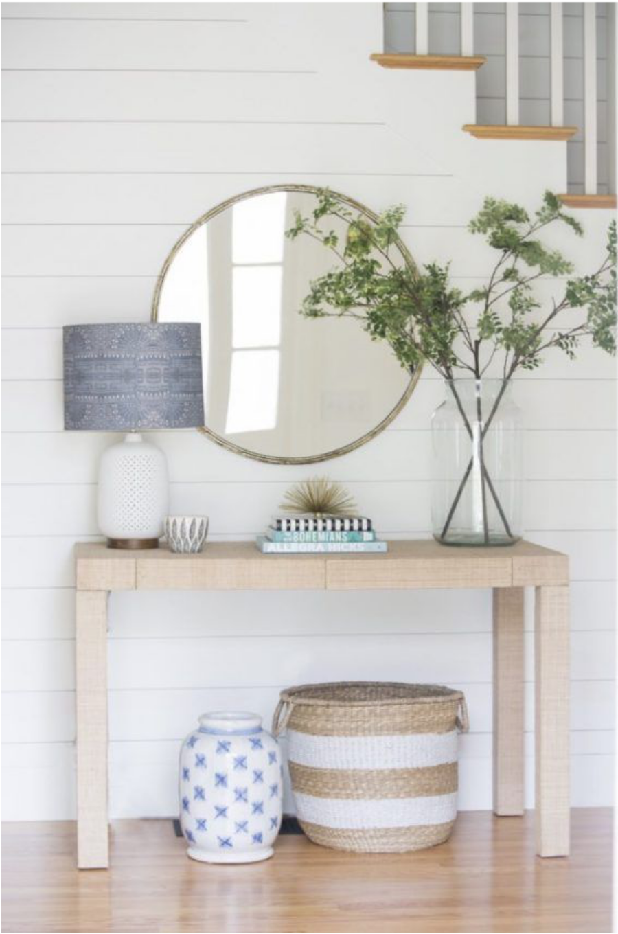 entry way design with shiplap molding