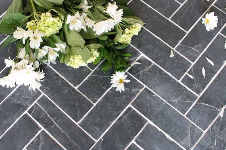 Slate Herringbone Entry Way- A timeless and durable design