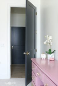 white interoir with dark doors