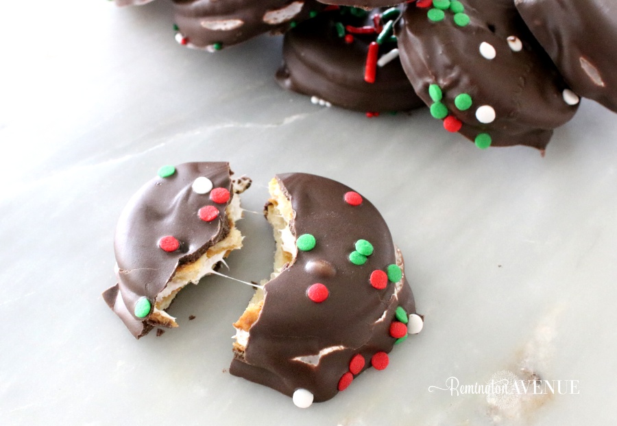 Chocolate covered peanut butter & marshmallow ritz crackers 