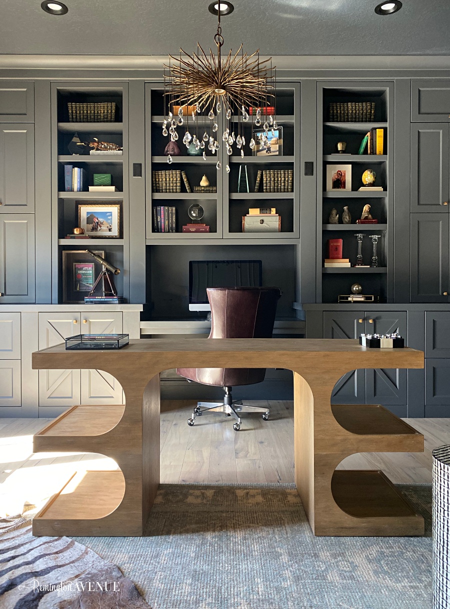 globally inspired office - shelf styling