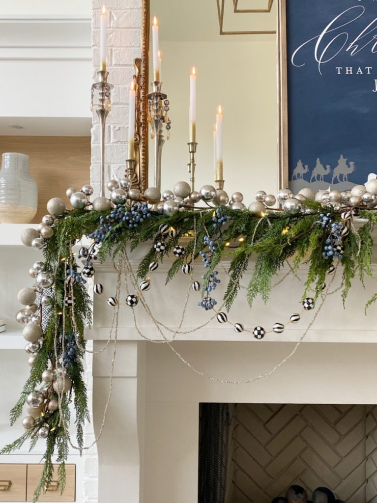 layered garlands with pops of blue