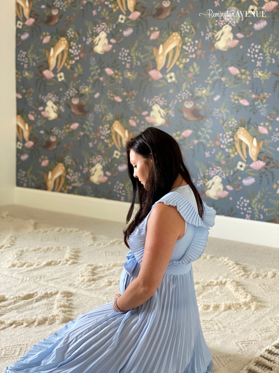 natural nursery rug with whimsical wall mural