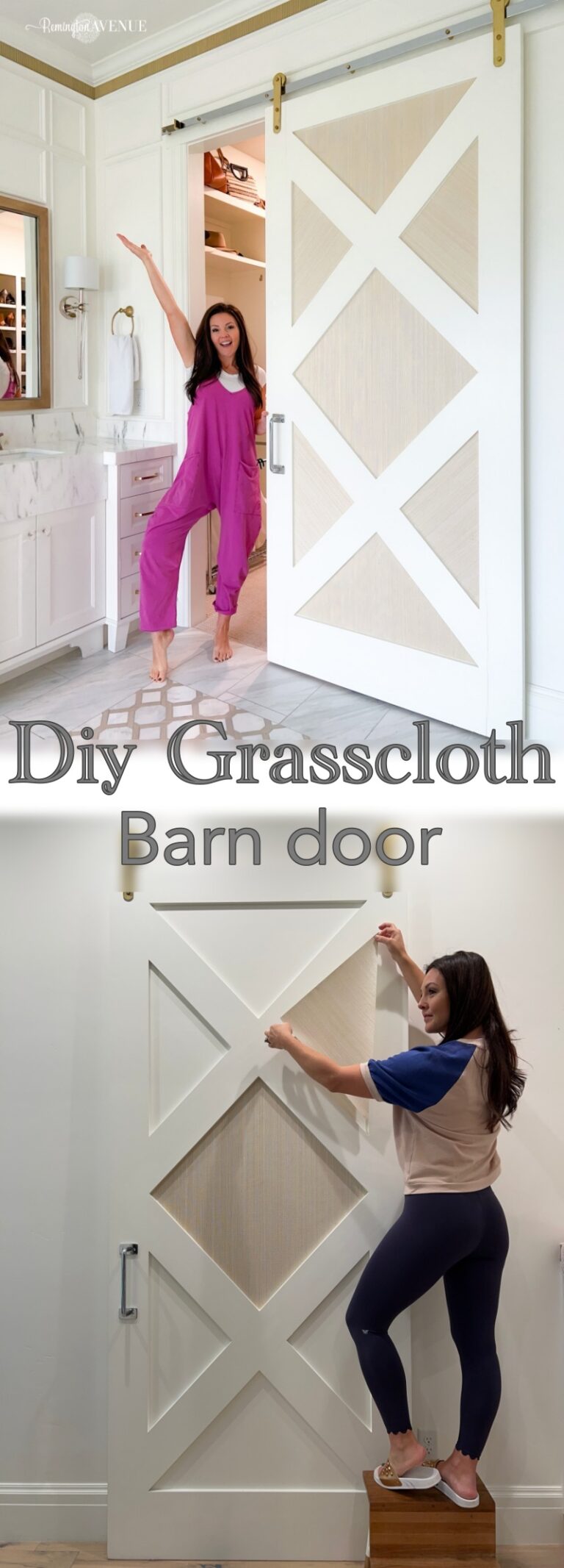 DIY Grasscloth Barn Door